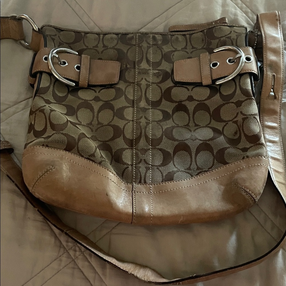 Coach Brown Crossbody Bag with Signature Pattern